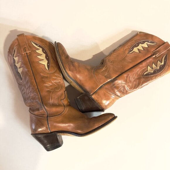 Vintage Acme Women’s Cowboy Boots – Size 8 – Tan Leather Western Boots - Picture 2 of 11
